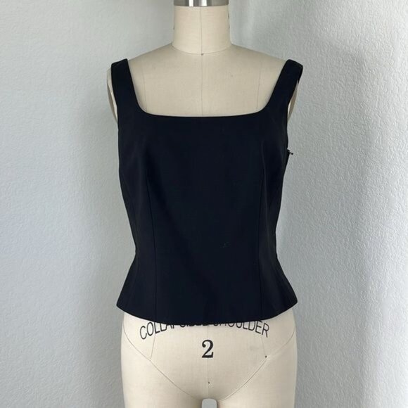 Giorgio Armani VTG 90s Suit Shell Tailored Side Zip Top - Picture 1 of 9